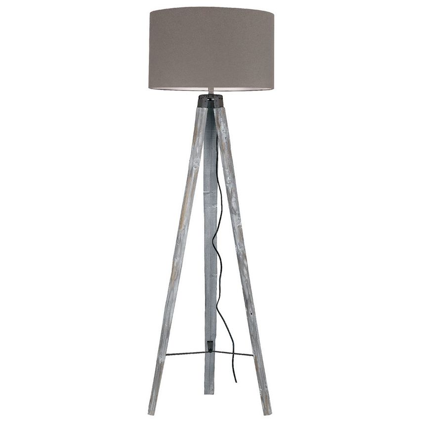 Fan Europe Gallery Tripod Floor Lamp Wood, Fabric Lampshade 51x156cm