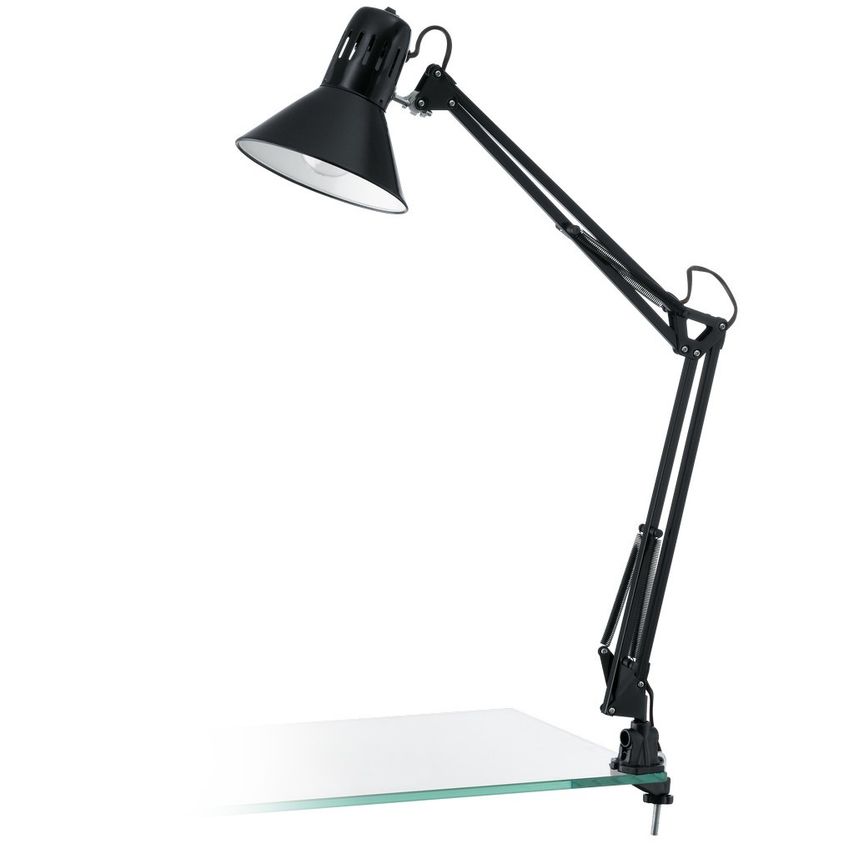 Eglo Lighting Firmo 1 Light Modern Adjustable Desk Clip On Lamp Shiny Black, E27