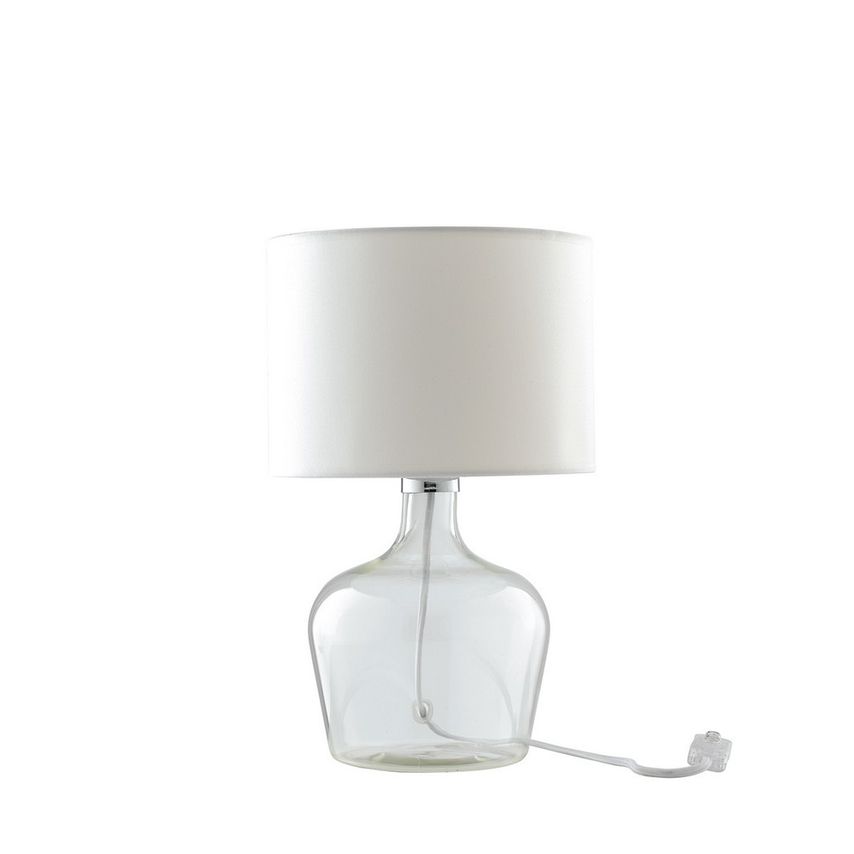 Fan Europe Hendrix Table Lamp with Round Shade White, Fabric Lampshade 23x37cm