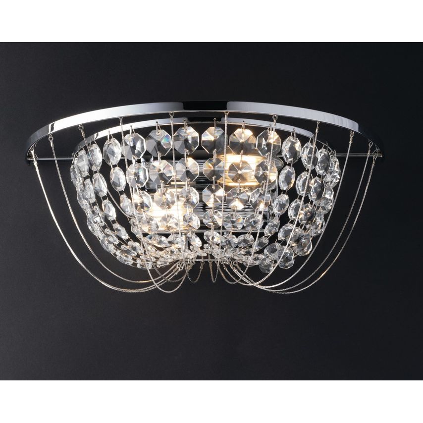 Fan Europe Vienna Crystal K9 Flush Wall Light, Chrome, E14