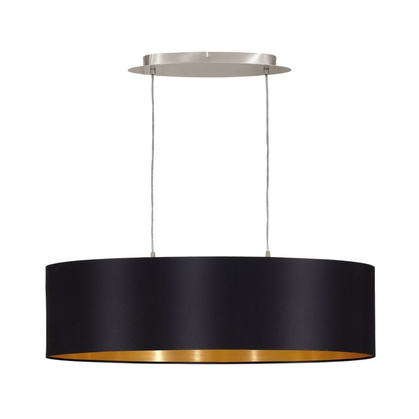 Eglo Lighting Maserlo 2 Light Oval Ceiling Pendant Bar Light Satin Nickel Black,