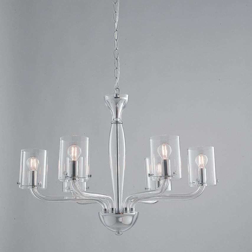 Fan Europe Aurora 6 Light Chandeliers with Shades Transparent 68x48cm