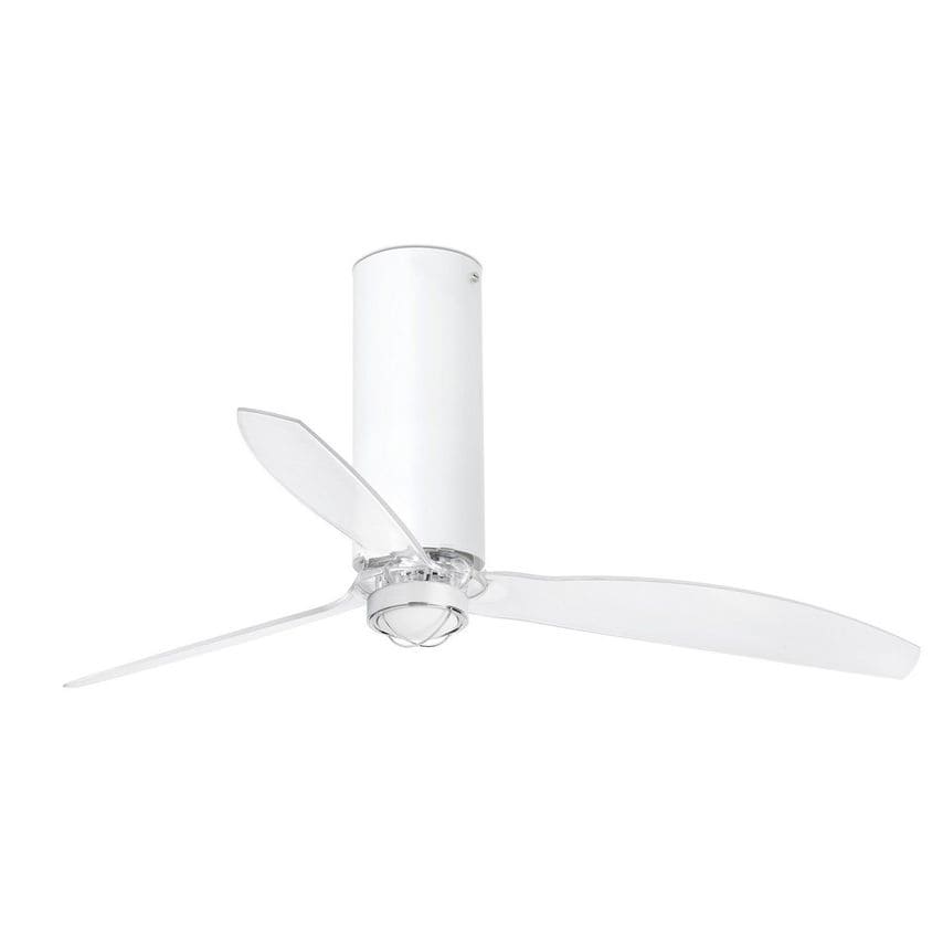 Netlighting Tube Fan Led Shiny White, Transparent Ceiling Fan with Dc Motor, 300