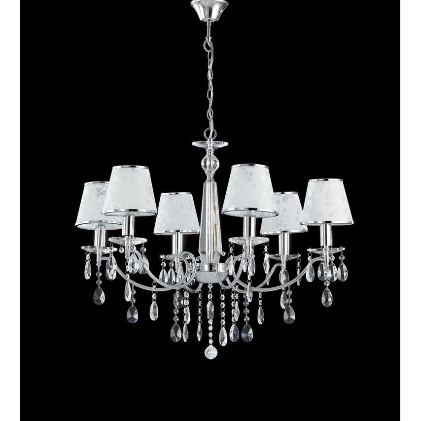 Fan Europe Boeme 6 Light Chandeliers with Shades Chrome, Crystals and 68cm