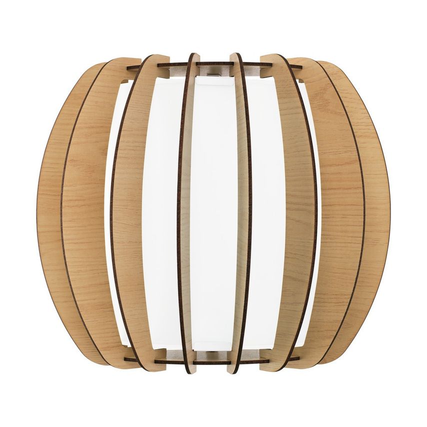 Eglo Lighting Stellato 1 Light Indoor Wall Light In Maple Wood and White Finish,