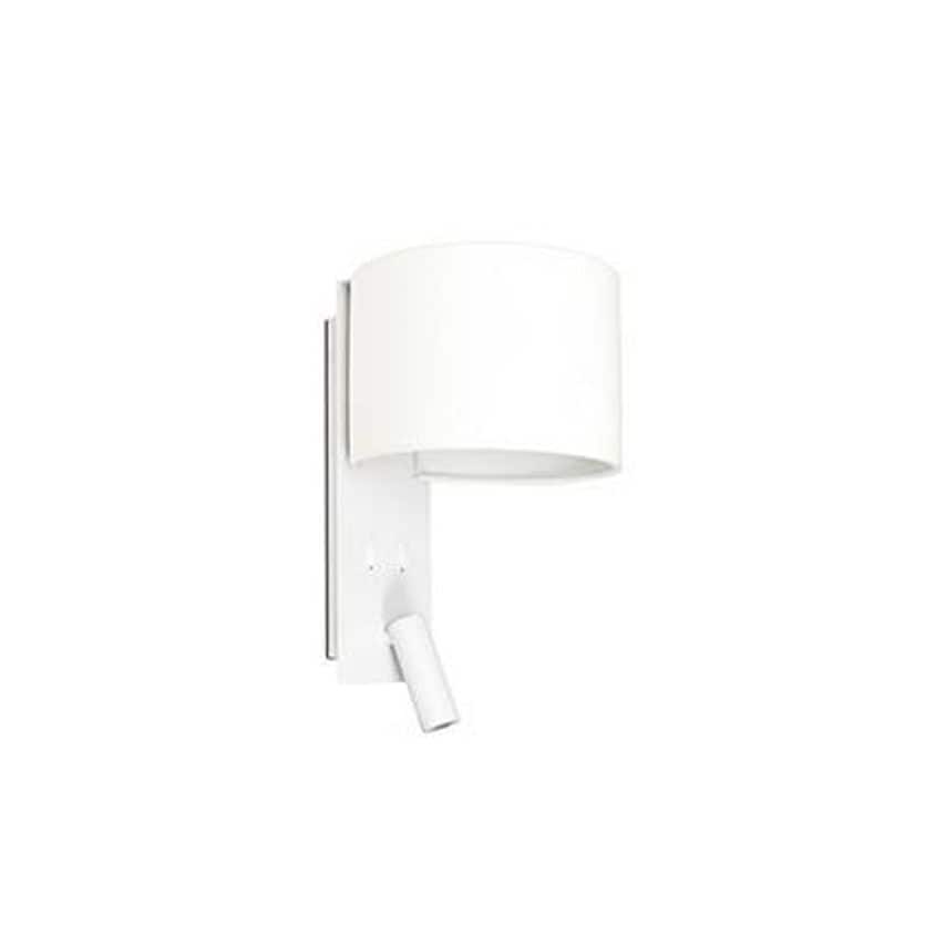 Faro Lighting Fold Wall Light White with Shade 1x E27 with Reading Light 3W