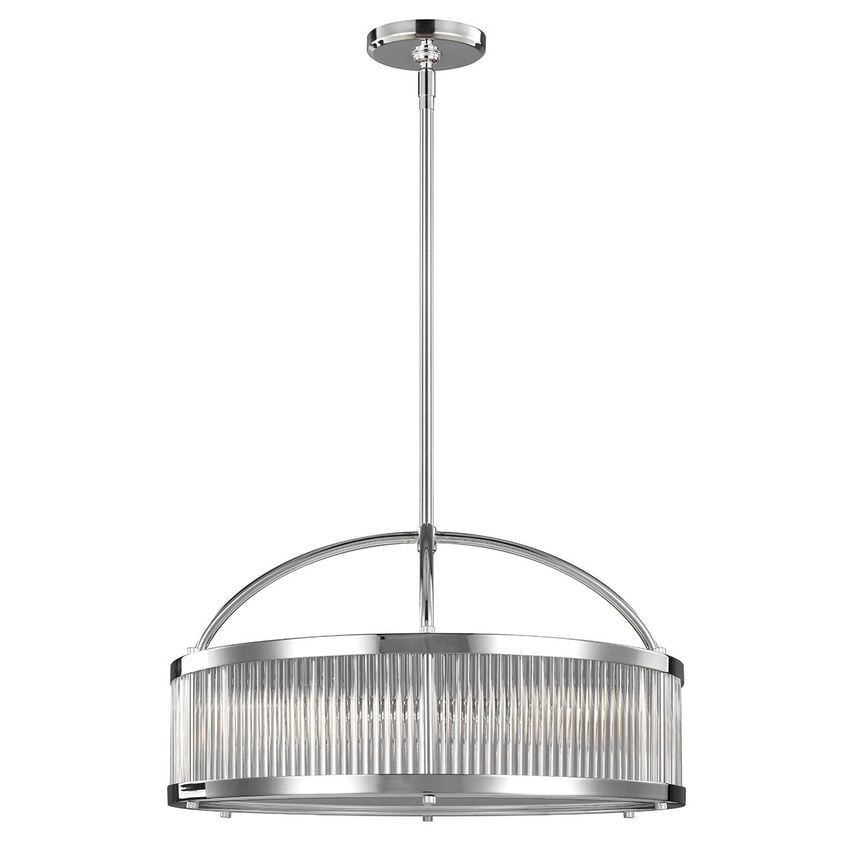 Elstead Lighting Paulson 6 Light Round Ceiling Pendant Light Chrome IP44, G9