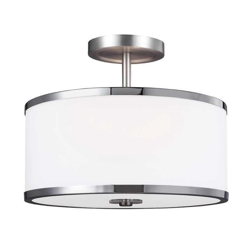 Elstead Lighting Prospect Park 2 Light Semi Flush Ceiling Light Chrome, Satin Ni