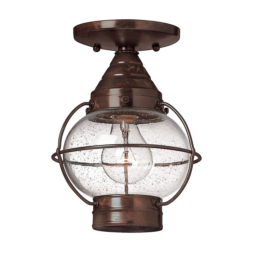 Elstead Lighting Cape Cod 1 Light Outdoor Flush Ceiling Lantern Sienna Bronze, E