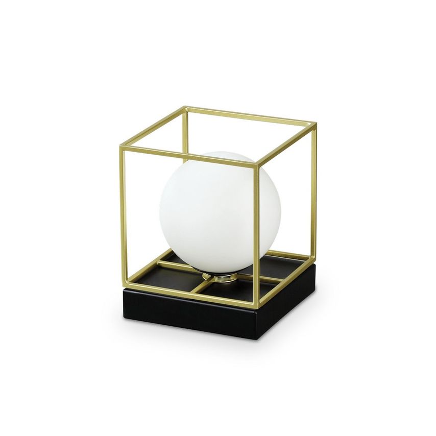 Ideal Lux Lighting Lingotto Decorative Cube Large Table Lamp Brass Satin, G9