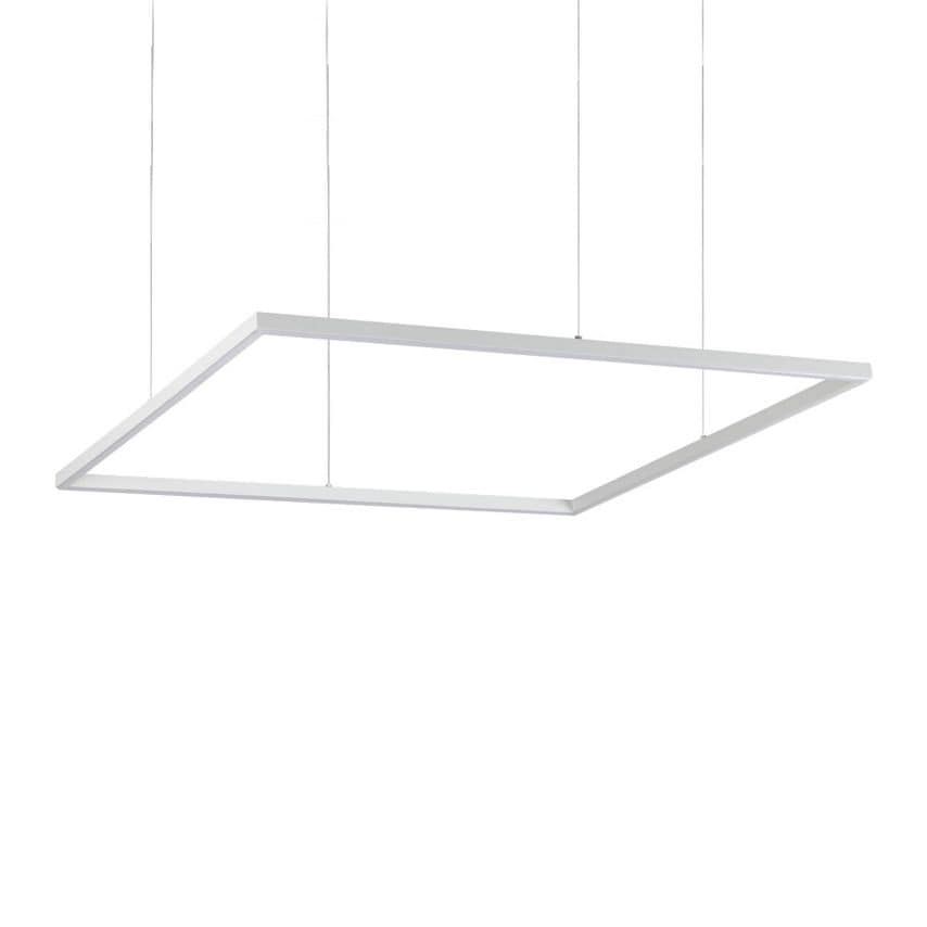 Ideal Lux Lighting Oracle Decorative Square Integrated Pendant Light White, 3000