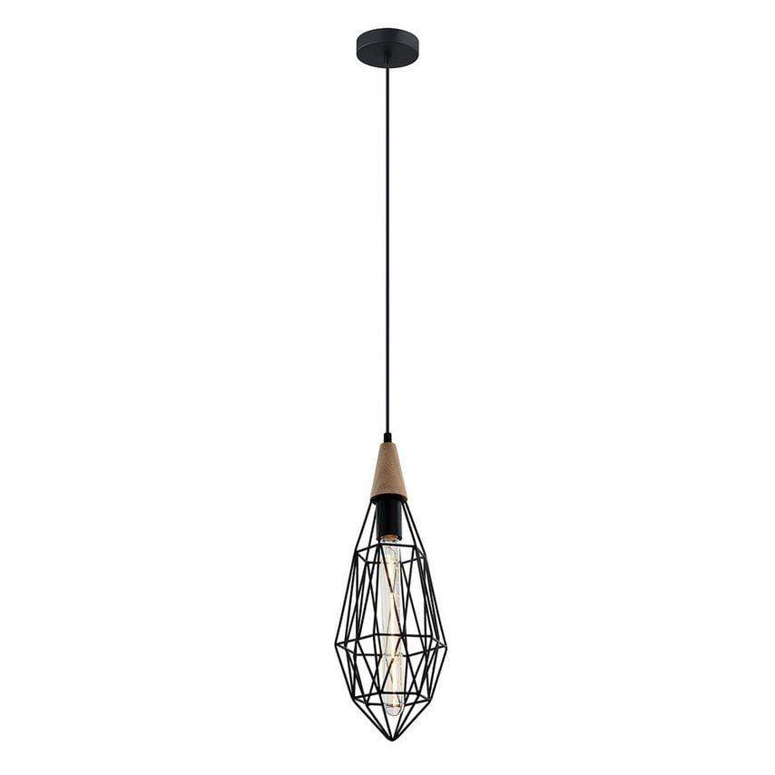 Italux Lighting Industrial and Retro Hanging Pendant Black 1 Light with Cage Sha