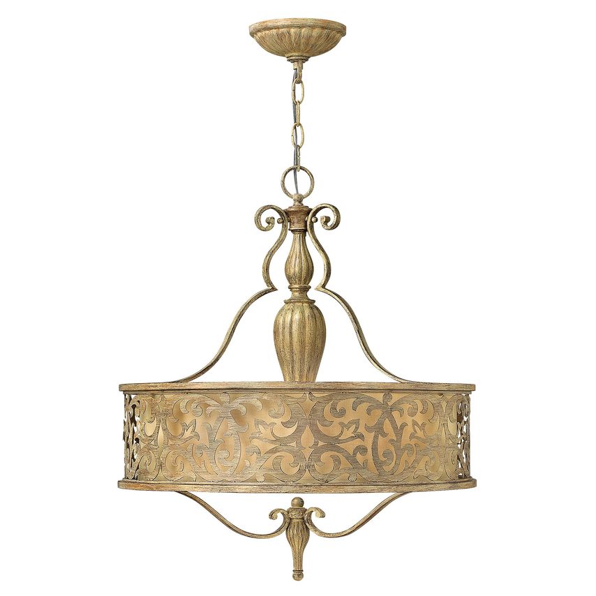 Elstead Lighting Carabel 3 Light Round Ceiling Pendant Chandelier Brushed Champa