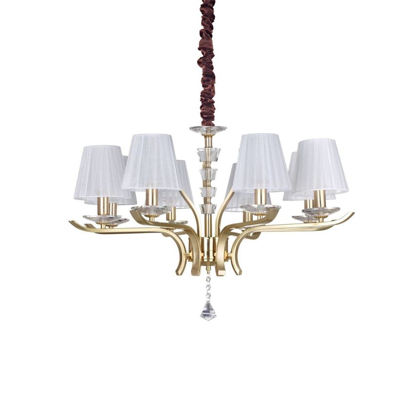 Ideal Lux Lighting Pegaso 8 Light Multi Arm Pendant Light Satin Brass