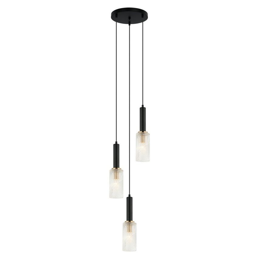 Italux Lighting Modern Hanging Pendant Black, Gold 3 Light, E14 - ITLPND-43309-3