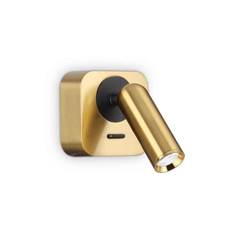 Ideal Lux Lighting Bean Led Decorative Square Reading Light Brass, 3000K 3.5W