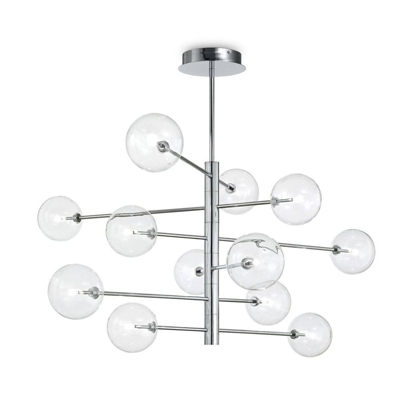 Ideal Lux Lighting Equinoxe 12 Light Multi Arm Ceiling Pendant Light Chrome