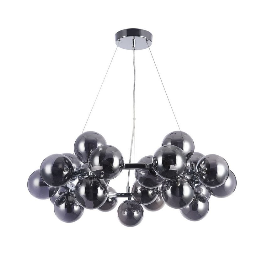 Italux Lighting Modern Hanging Pendant Chrome 25 Light with Smoky Shade, G9 - IT