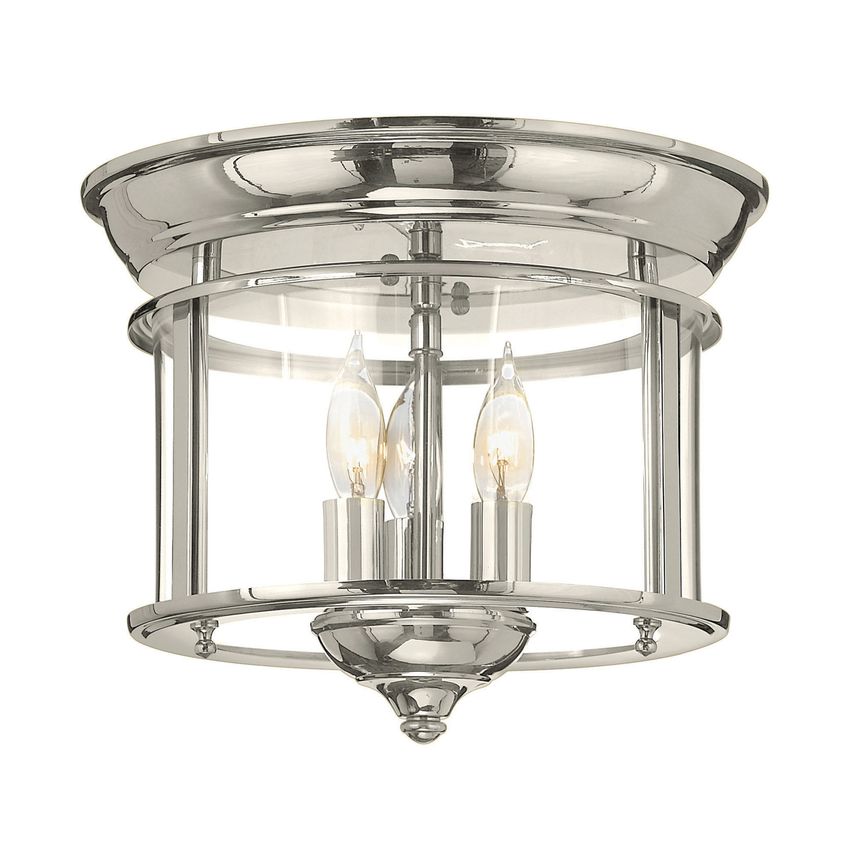 Elstead Lighting Gentry Cylindrical 3 Candle Flush Mount Lantern - Polished Nick