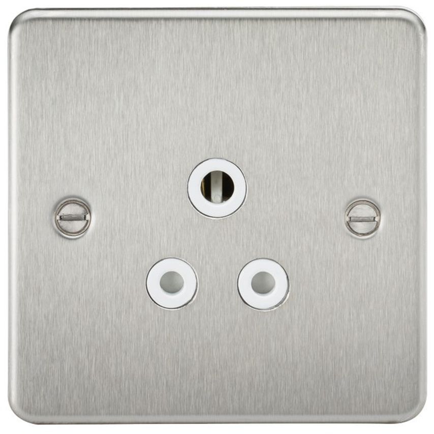 Knightsbridge Flat Plate 13A DP Switched Socket - Brushed Chrome with White Insert