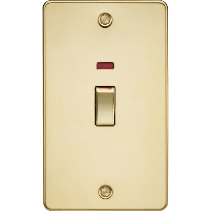 Knightsbridge 45A 2G Dp Switch with Neon - Polished Brass - FP82MNPB