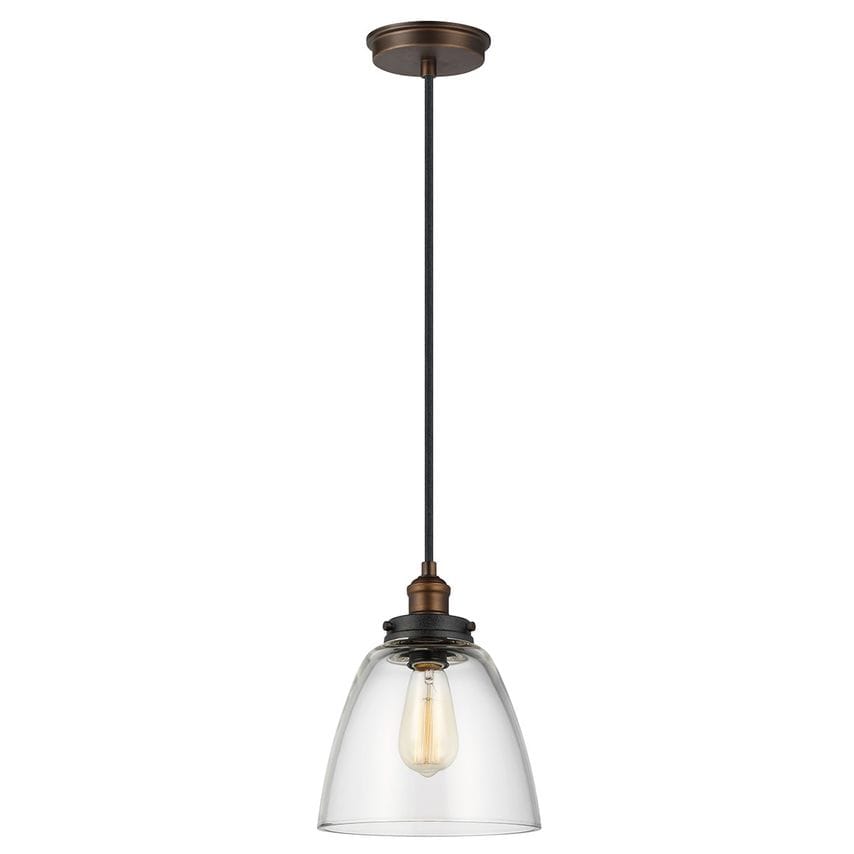Elstead Lighting Baskin 1 Light Dome Ceiling Pendant Brass, Dark Zinc, E27 - Fe-