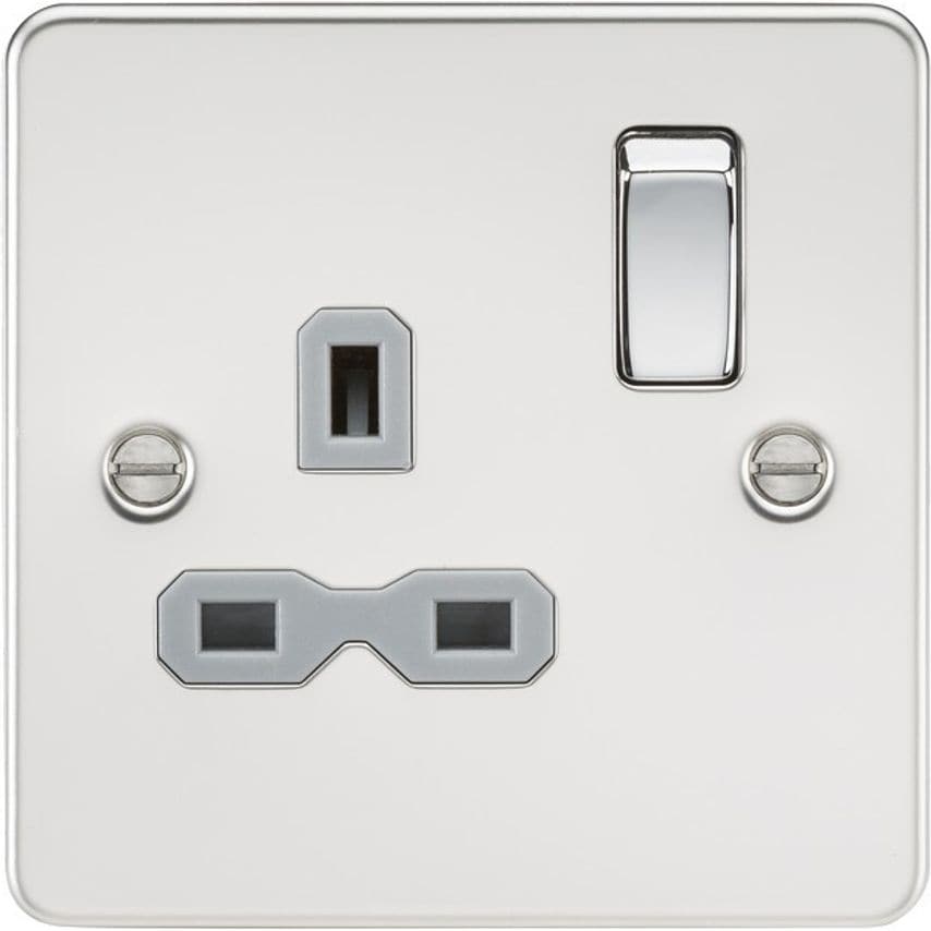 Knightsbridge Knightsbridge Flat Plate 13A 1G Dp Switched Socket - Polished Chro