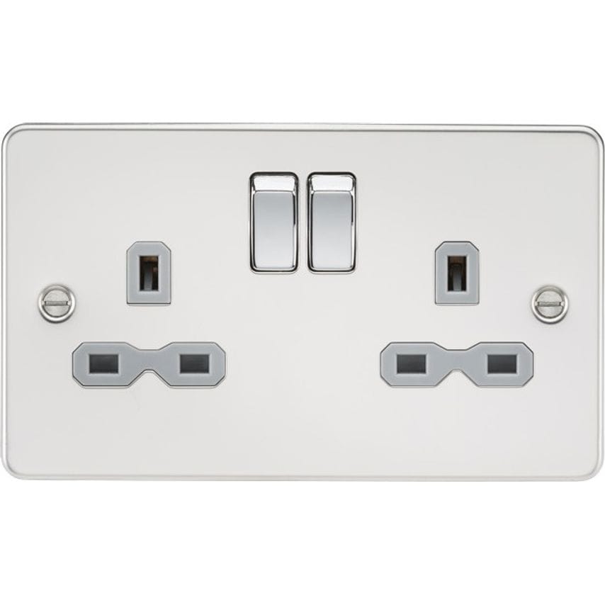 Knightsbridge Knightsbridge Flat Plate 13A 2G Dp Switched Socket - Polished Chro