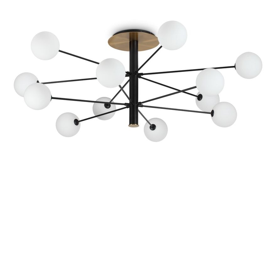 Ideal Lux Lighting Cosmopolitan 12 Arm Multi Arm Semi Flush Ceiling Light Black