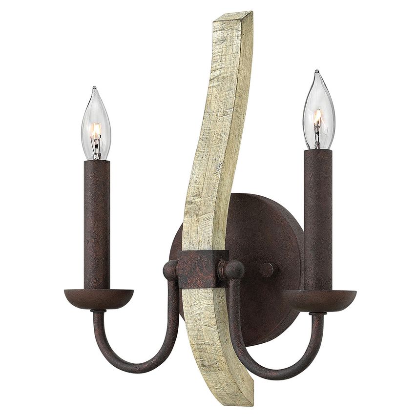 Elstead Lighting Middlefield 2 Light Indoor Candle Wall Light Iron Rust, E14