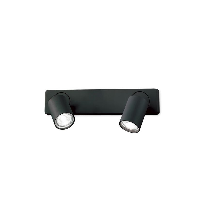 Ideal Lux Lighting Rudy Indoor Wall Lamp Spotlight 2 Lights Black, GU10