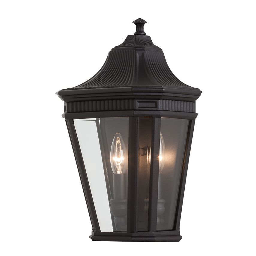 Elstead Lighting Cotswold Lane 2 Light Outdoor Wall Half Lantern Light Black IP4