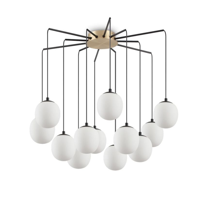 Ideal Lux Lighting Rhapsody Indoor Cluster Ceiling Pendant Lamp 12 Lights Black,