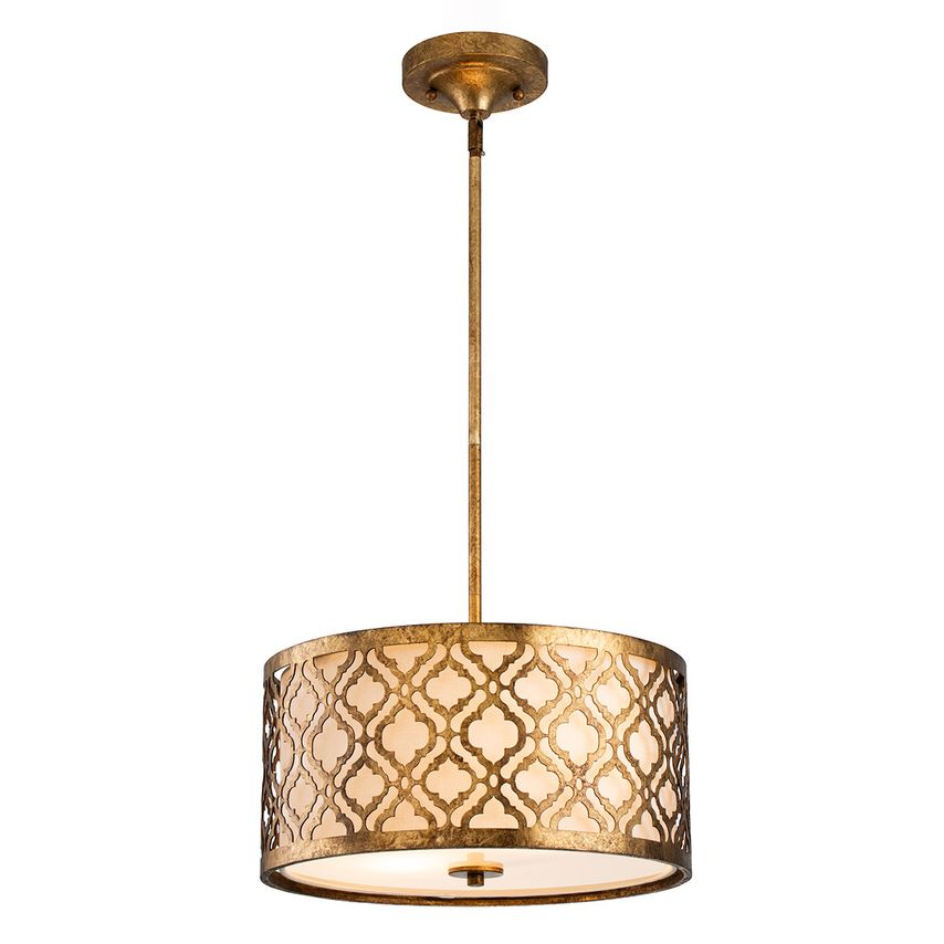 Elstead Lighting Arabella 2 Light Medium Round Ceiling Duo-Mount Pendant Gold, E