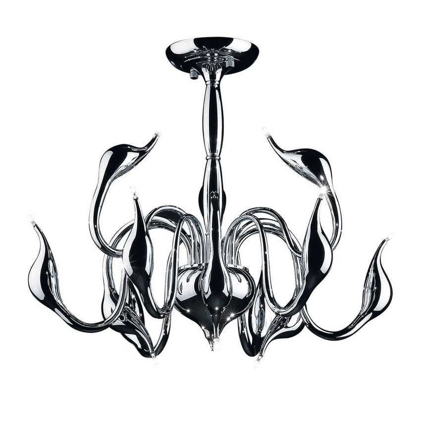 Netlighting Modern Semi Flush Ceiling Light Chrome 12 Light G4