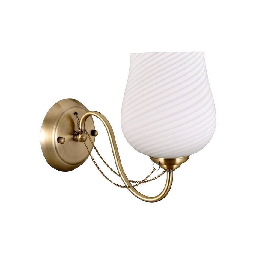 Italux Lighting Stylized Wall Lamp Golden 2 Light with Milky, Glass Shade, E27