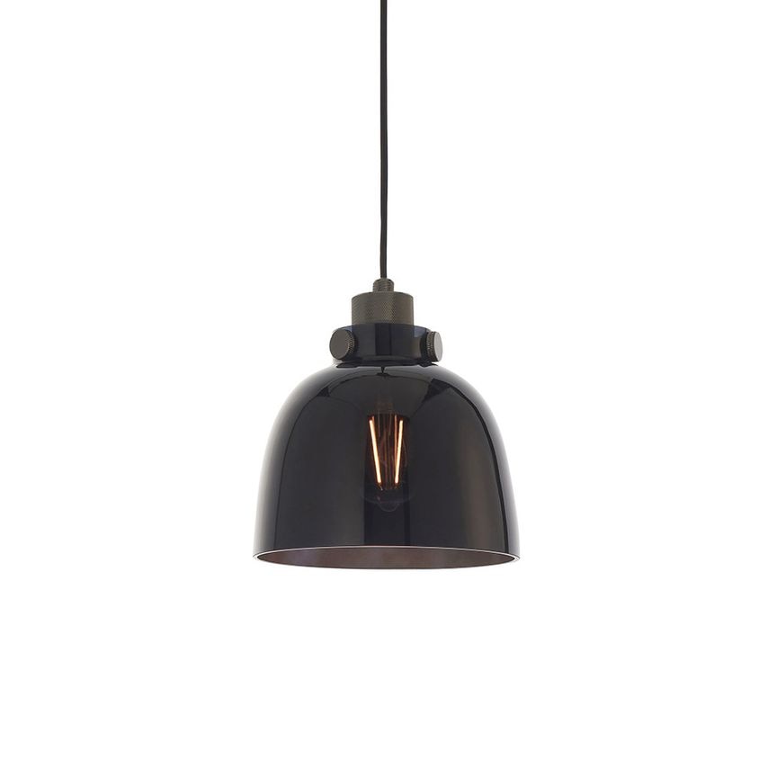 Merano Lighting Alessandria Pendant Ceiling Light Black Tinted Glass & Black Chr