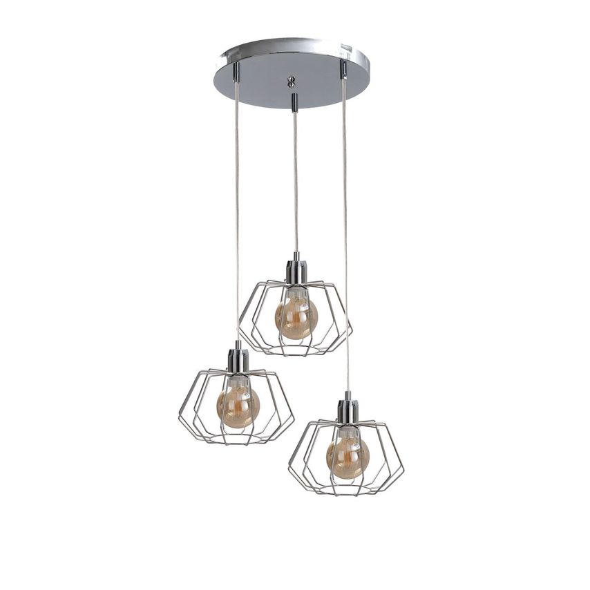 Keter Luna Cluster Pendant Ceiling Light Silver, 32cm, 3x E27
