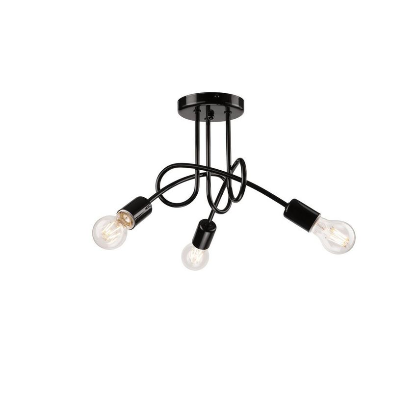 Lamkur Lighting Camilla Multi Arm Semi Flush Ceiling Light Black, 3x E27