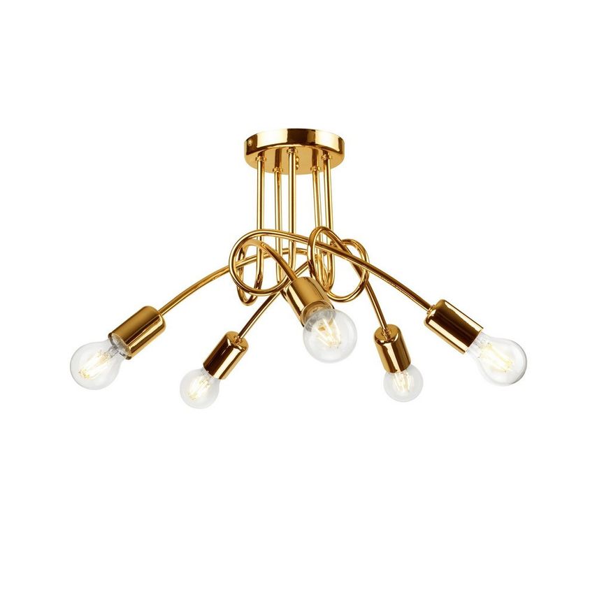 Lamkur Lighting Camilla Multi Arm Semi Flush Ceiling Light Golden, 5x E27