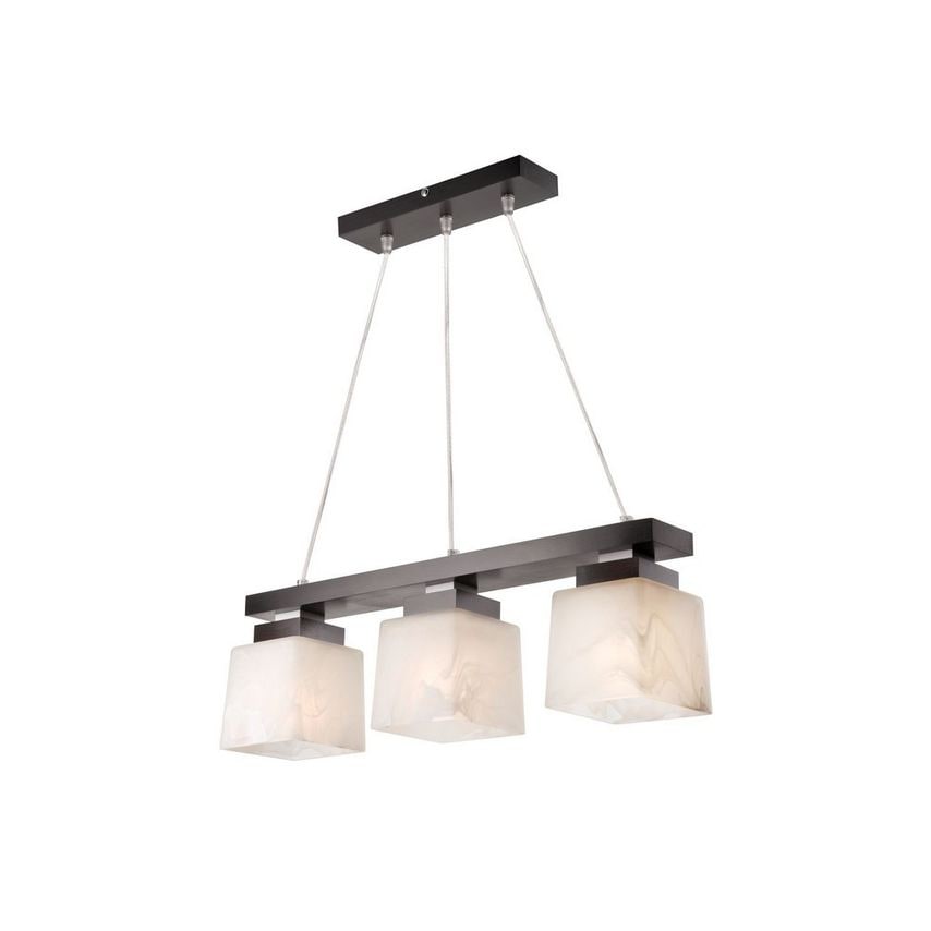 Lamkur Lighting Kubus Bar Pendant Ceiling Light, Glass Shades Wenge, 3x E27