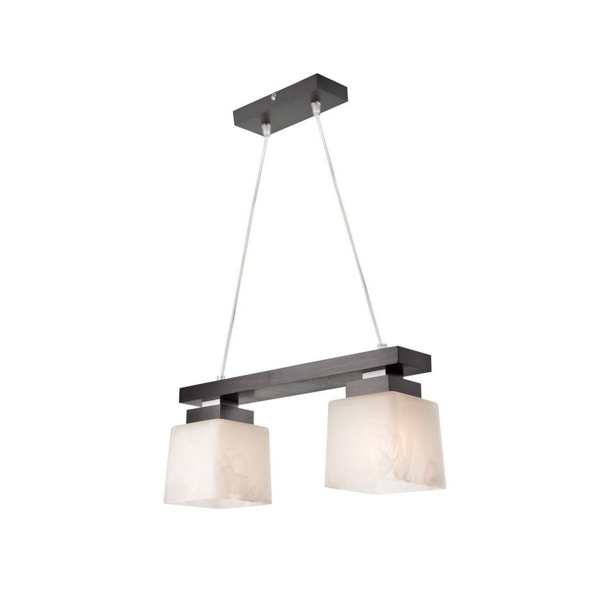 Lamkur Lighting Kubus Bar Pendant Ceiling Light, Glass Shades Wenge, 2x E27