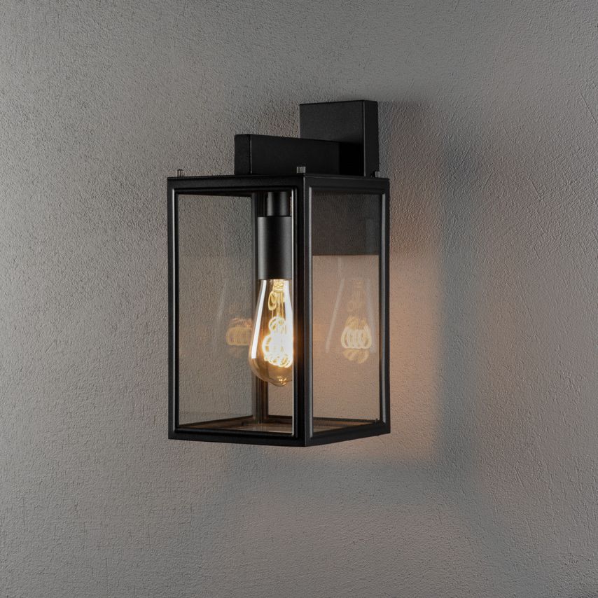 Konstsmide Carpi Outdoor Modern Lantern Wall E27 Black with Clear Glass