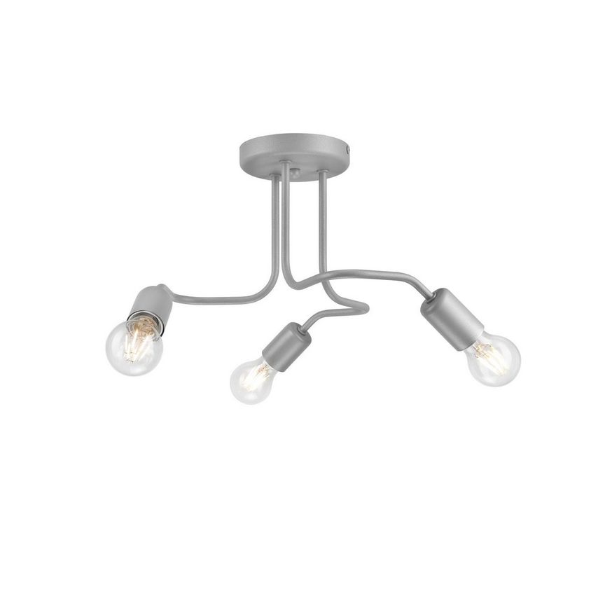 Lamkur Lighting Charlie Multi Arm Semi Flush Ceiling Light Silver, 3x E27