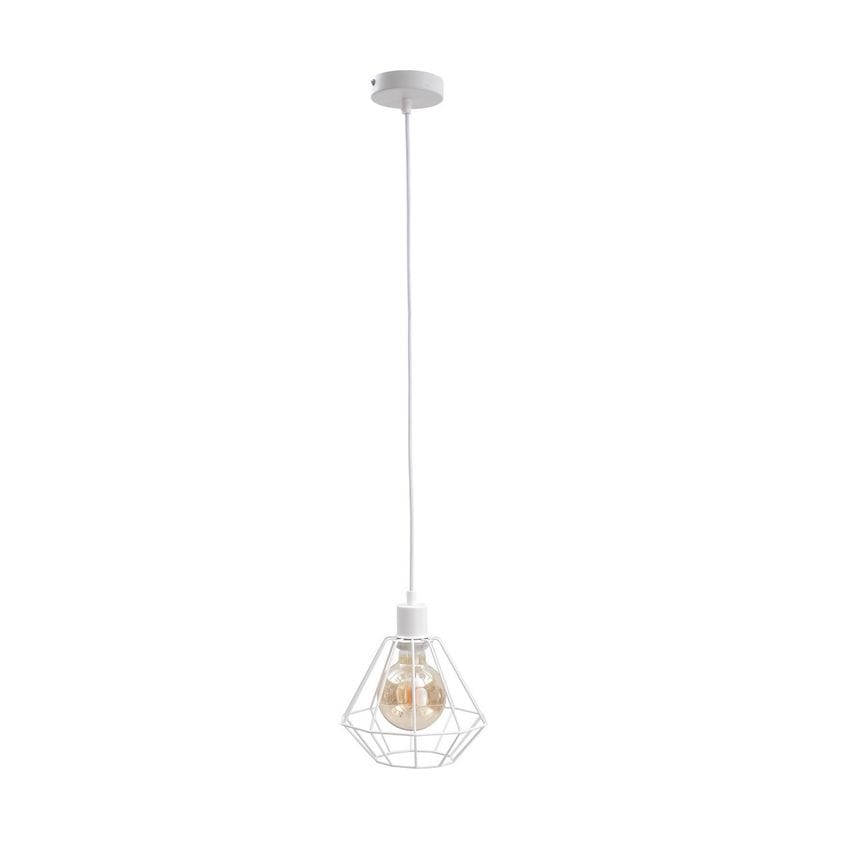 Keter Foskal Wire Frame Pendant Ceiling Light White, 20cm, 1x E27