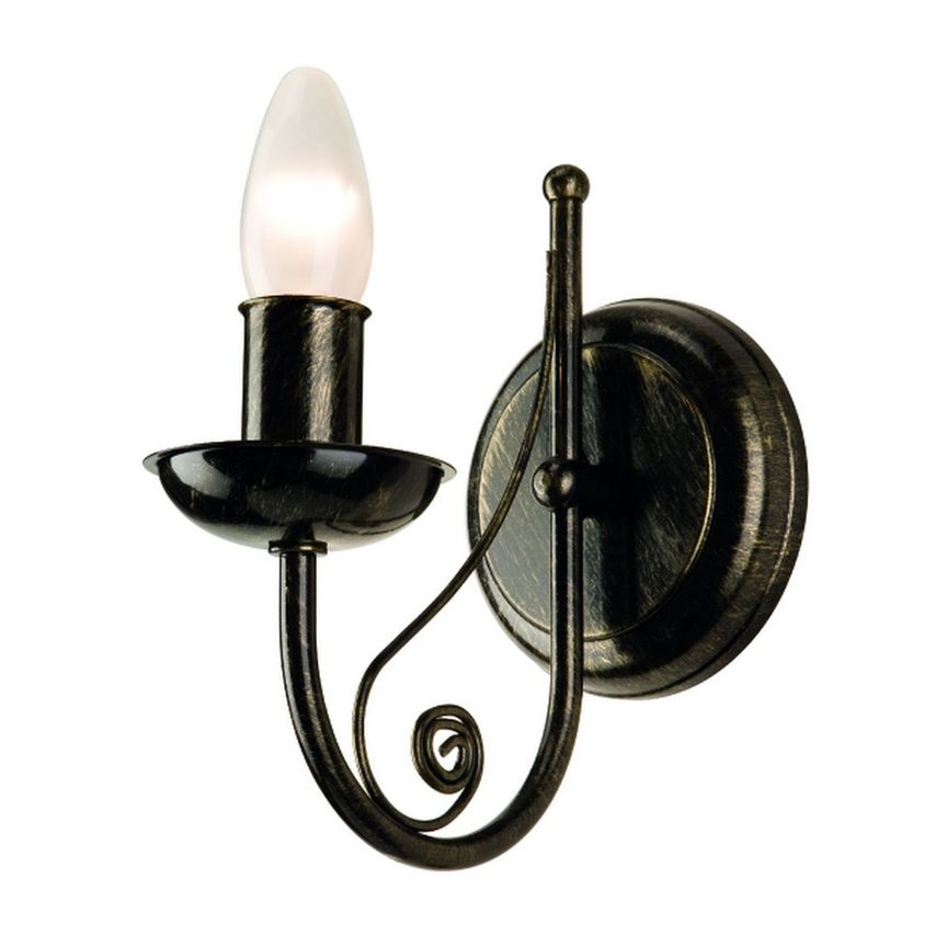 Lamkur Lighting Donato Candle Wall Light with Fabric Shades, Black, 1x E14