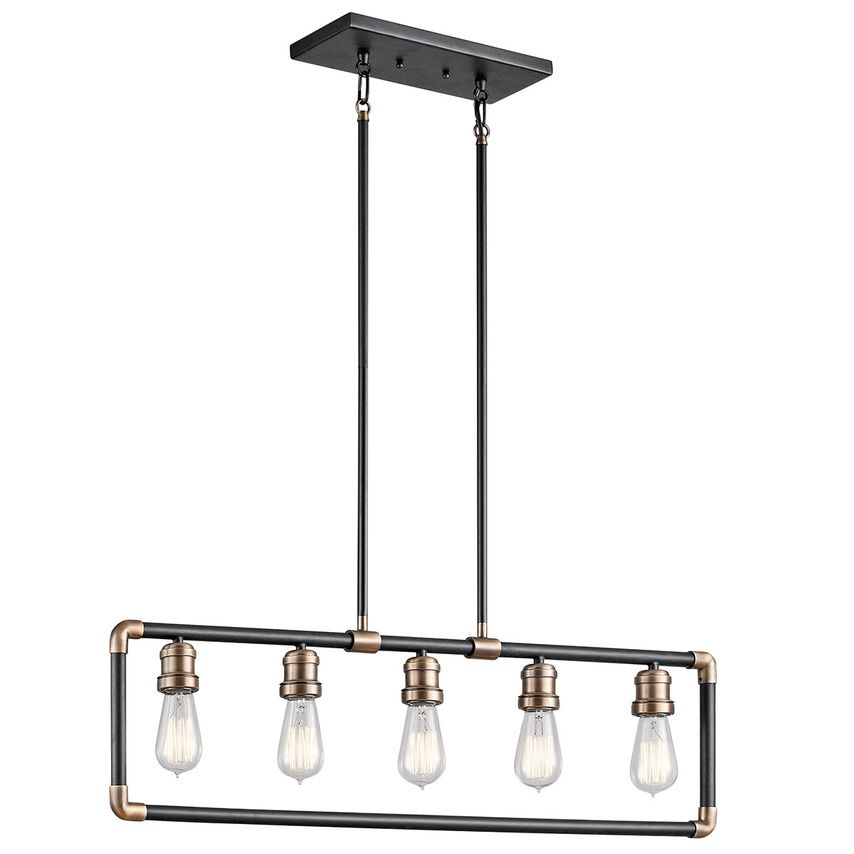 Elstead Lighting Imahn 5 Light Ceiling Chandelier Pendant Bar Light Black, Natur