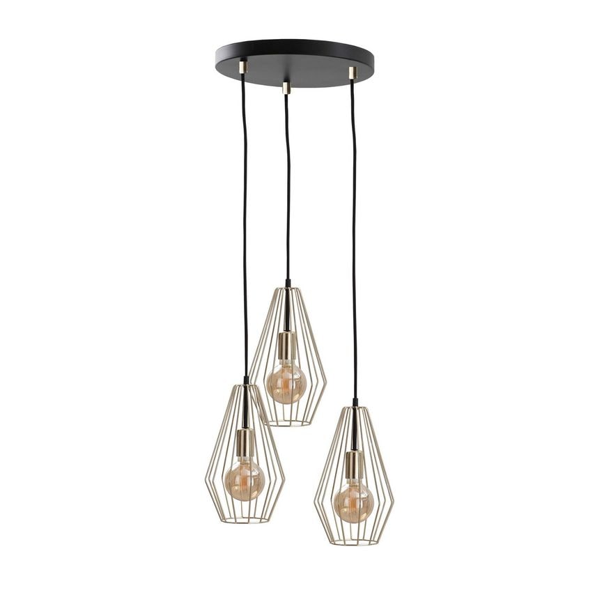 Keter Geo Cluster Pendant Ceiling Light Gold, 32cm, 3x E27