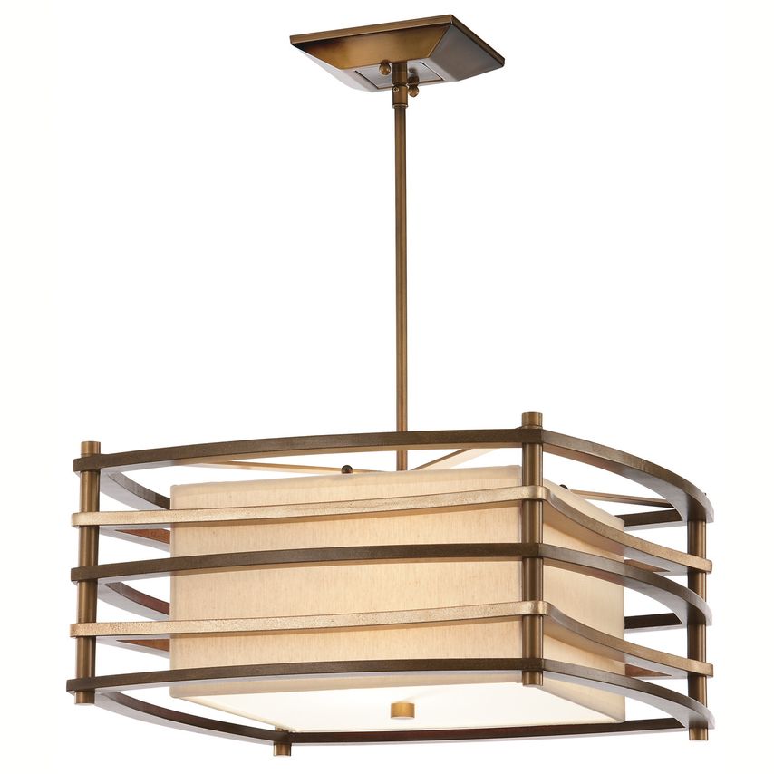 Elstead Lighting Moxie 2 Light Small Ceiling Pendant Bar Bronze, Beige, E27