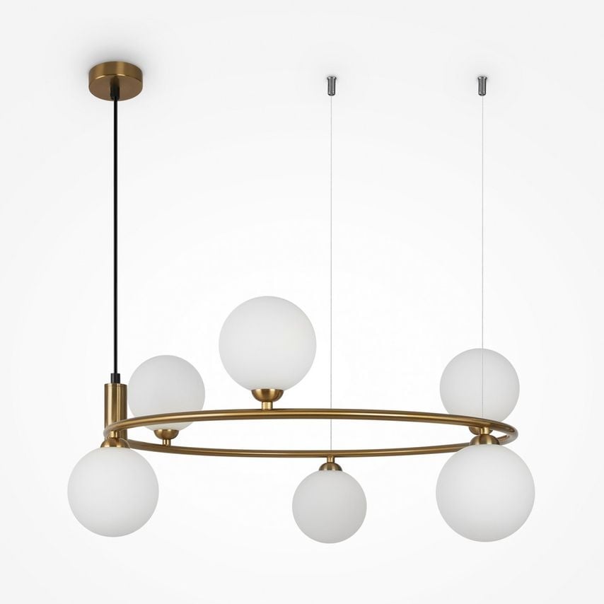 Maytoni Ring Modern 6 Light Globe Pendant Ceiling Light Brass G9